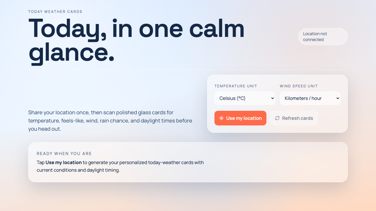 Today Weather Cards deployed app preview